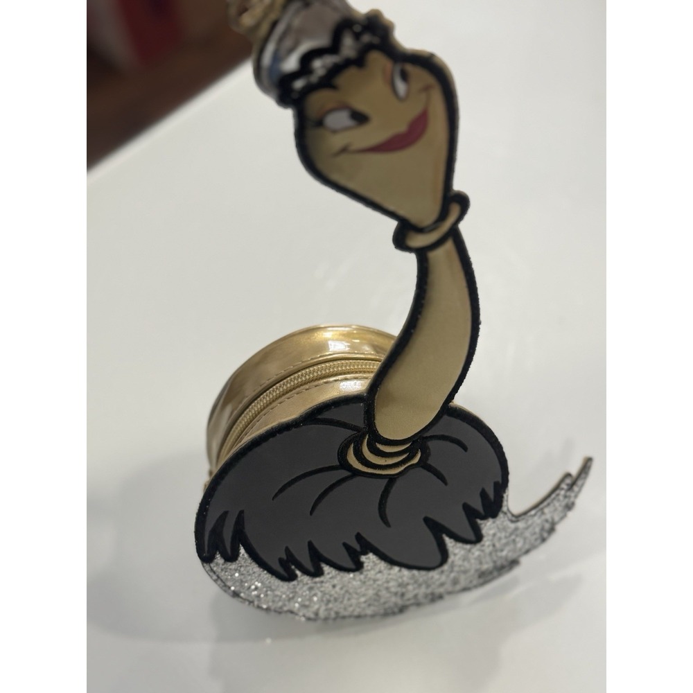 Disney Beauty & Beast Plumette Fifi Feather Duster Wristlet Purse Glitter NWOT - Picture 3 of 9